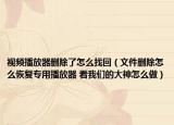 视频播放器删除了怎么找回（文件删除怎么恢复专用播放器 看我们的大神怎么做）