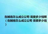 在越南怎么成立公司 需要多少钱呢（在越南怎么成立公司 需要多少钱）