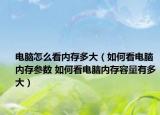 电脑怎么看内存多大（如何看电脑内存参数 如何看电脑内存容量有多大）