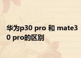 华为p30 pro 和 mate30 pro的区别