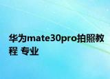 华为mate30pro拍照教程 专业