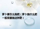 萝卜要怎么施肥（萝卜施什么肥 一般需要施这种肥）