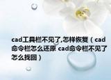 cad工具栏不见了,怎样恢复（cad命令栏怎么还原 cad命令栏不见了怎么找回）