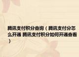 腾讯支付积分查询（腾讯支付分怎么开通 腾讯支付积分如何开通查看）