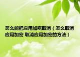 怎么能把应用加密取消（怎么取消应用加密 取消应用加密的方法）