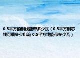 0.5平方的铜线能带多少瓦（0.5平方铜芯线可载多少电流 0.5平方线能带多少瓦）