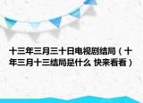 十三年三月三十日电视剧结局（十年三月十三结局是什么 快来看看）