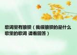 歌词里有狼狈（我很狼狈的是什么歌里的歌词 请看回答）
