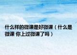 什么样的微课是好微课（什么是微课 你上过微课了吗）