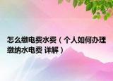 怎么缴电费水费（个人如何办理缴纳水电费 详解）