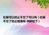 社保可以终止不交了可以吗（社保不交了终止给退吗 详解如下）