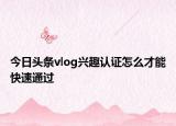 今日头条vlog兴趣认证怎么才能快速通过