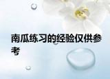 南瓜练习的经验仅供参考