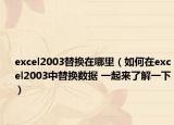 excel2003替换在哪里（如何在excel2003中替换数据 一起来了解一下）