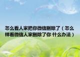 怎么看人家把你微信删除了（怎么样看微信人家删除了你 什么办法）