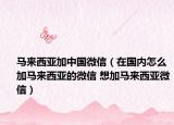 马来西亚加中国微信（在国内怎么加马来西亚的微信 想加马来西亚微信）