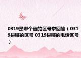 0319是哪个省的区号求回答（0319是哪的区号 0319是哪的电话区号）