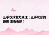 正手攻球发力原理（正手攻球的原理 来看看吧）