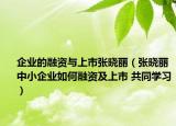 企业的融资与上市张晓丽（张晓丽中小企业如何融资及上市 共同学习）