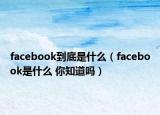 facebook到底是什么（facebook是什么 你知道吗）