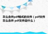 怎么合并pdf格式的文件（pdf文件怎么合并 pdf文件是什么）