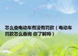 怎么查电动车有没有罚款（电动车罚款怎么查询 你了解吗）