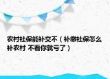 农村社保能补交不（补缴社保怎么补农村 不看你就亏了）