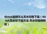 tiktok视频怎么无水印刚下载（tik tok无水印下载方法 无水印视频教程）