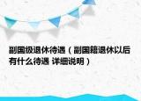 副国级退休待遇（副国籍退休以后有什么待遇 详细说明）