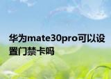 华为mate30pro可以设置门禁卡吗