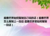 魔兽世界如何复制自己说的话（魔兽世界怎么复制上一段话 魔兽世界里如何复制一段话）