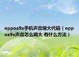oppoa9x手机声音增大代码（oppoa9x声音怎么调大 有什么方法）