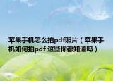 苹果手机怎么拍pdf照片（苹果手机如何拍pdf 这些你都知道吗）