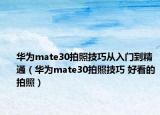 华为mate30拍照技巧从入门到精通（华为mate30拍照技巧 好看的拍照）