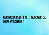 版权的意思是什么（版权是什么意思 你知道吗）