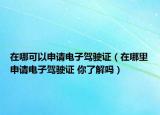 在哪可以申请电子驾驶证（在哪里申请电子驾驶证 你了解吗）