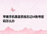 苹果手机重装系统忘记id账号密码怎么办