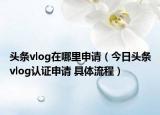 头条vlog在哪里申请（今日头条vlog认证申请 具体流程）