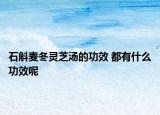 石斛麦冬灵芝汤的功效 都有什么功效呢