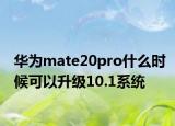 华为mate20pro什么时候可以升级10.1系统