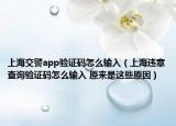 上海交警app验证码怎么输入（上海违章查询验证码怎么输入 原来是这些原因）