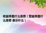 收益率是什么意思（营益率是什么意思 表示什么）