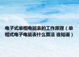 电子式单相电能表的工作原理（单相式电子电能表什么算法 谁知道）