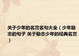 关于少年的名言名句大全（少年励志的句子 关于励志少年的经典名言）