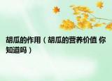 胡瓜的作用（胡瓜的营养价值 你知道吗）