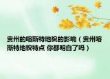 贵州的喀斯特地貌的影响（贵州喀斯特地貌特点 你都明白了吗）