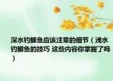 深水钓鲫鱼应该注意的细节（浅水钓鲫鱼的技巧 这些内容你掌握了吗）