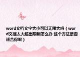 word文档文字大小可以无限大吗（word文档太大超出限制怎么办 这个方法是否适合你呢）