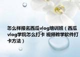 怎么样报名西瓜vlog培训班（西瓜vlog学院怎么打卡 视频教学软件打卡方法）