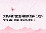 欠多少钱可以构成刑事案件（欠多少钱可以立案 刑法第几条）